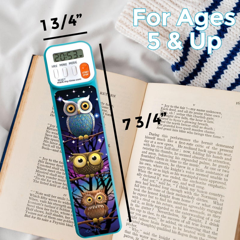 Mark-My-Time - Digital Bookmark - Mark My Time Reading Timer and Bookmark for Kids, Cool Bookmarks and Reading Incentives, Christmas Gift & Stocking Stuffer for Book Lovers - 3D Owls - Image 5